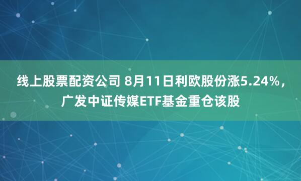 线上股票配资公司 8月11日利欧股份涨5.24%，广发中证传媒ETF基金重仓该股